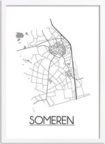 Someren Plattegrond poster A4 + Fotolijst Wit (21x29,7cm) - DesignClaud