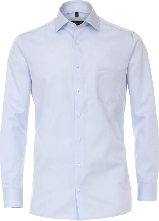 Casa Moda Heren Overhemd Lichtblauw Twill Effen Comfort Fit - 56