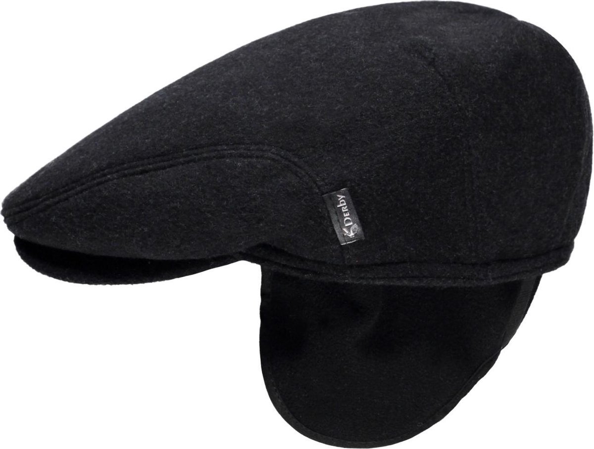 The English Hatter Mannen Flatcap Klassiek Oor Zwart Wol Maat: 59