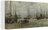 Canvas Schilderij Pinken in de branding - Schilderij van Hendrik Willem Mesdag - 80x40 cm - Wanddecoratie