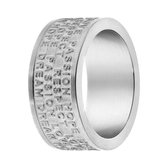 Lucardi Heren Ring mat met tekst - Ring - Cadeau - Staal - Zilverkleurig