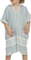 Kinder Strandponcho Hamam Light Blue - 8-9 jaar - - jongens/meisjes/unisex pasvorm - poncho handdoek voor kinderen met capuchon - zwemponcho - badcape - badponcho