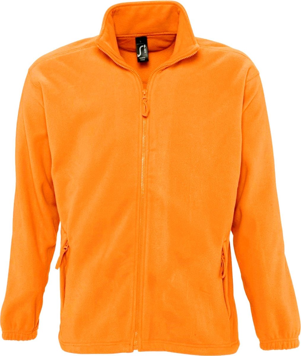 SOLS Heren North Full Zip Outdoor Fleece Jacket Neon Oranje