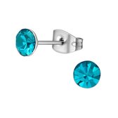 Aramat jewels ® - Oorbellen zweerknopjes zee blauw zilverkleurig chirurgisch staal 5mm