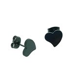 Aramat jewels ® - Oorstekers hart staal zwart 8mm x 9mm