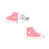 Aramat jewels ® - Kinder oorbellen schoenen 925 zilver roze 10mm x 6mm