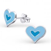 Aramat jewels ® - 925 sterling zilveren oorbellen hart licht blauw