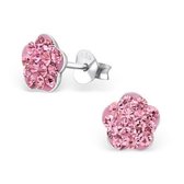 Aramat jewels ® - 925 sterling zilveren oorbellen bloem strass roze