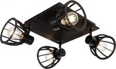 QAZQA fotu - Industriele Plafondlamp - 4 lichts - L 47 cm - Zwart - Industrieel - Woonkamer | Slaapkamer | Keuken
