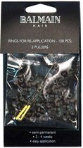 Balmain Rings brown 100st, incl. 2 pullers, microrings met siliconen voor hairextensions