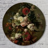 Muurcirkel ⌀ 100 cm - Stilleven met bloemen – Harmanus Uppink - Aluminium Dibond - Bloemen en Planten - Rond Schilderij - Wandcirkel - Wanddecoratie