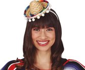 Guirca Mexicaanse mini Sombrero hoedje diadeem - carnaval/verkleed accessoires - multi kleuren - stro