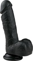 Realistische Dildo Met Balzak en stevige Zuignap - Ook voor anaal gebruik - 17.5 cm - zwart