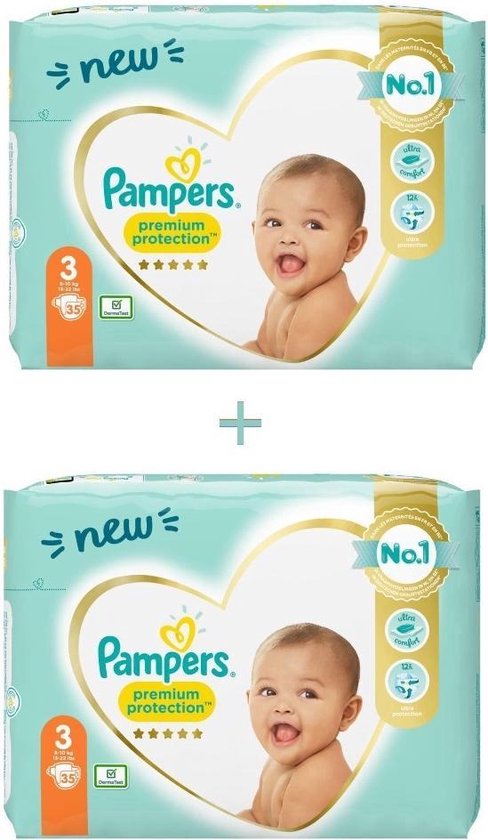Actie lid filter Pampers Premium Protection New Baby - Maat 3 - 6-10kg - 70 stuks -Luiers  (2x35) | bol.com