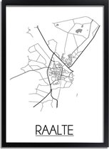 Raalte Plattegrond poster A2 + Fotolijst Zwart (42x59,4cm) - DesignClaud