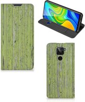 Telefoon Hoesje Xiaomi Redmi Note 9 Wallet Case Green Wood