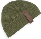 Knit Factory Jazz Gebreide Muts Heren & Dames - Beanie hat - Mosgroen/Khaki - Warme groen gemêleerde Wintermuts - Unisex - One Size