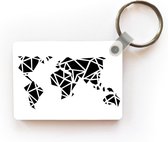 Porte-clés Cartes du monde personnelles - Wereldkaart noir et blanc - Art - Artistique - Porte-clés en plastique - Porte-clés rectangulaire avec photo