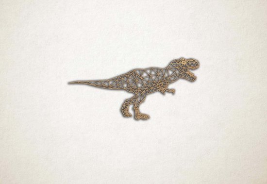 Line Art - Dinosaurus T-Rex - M - 41x90cm - Eiken - geometrische wanddecoratie