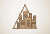 Wanddecoratie - Wandpaneel driehoek - stad - S - 45x45cm - Eiken - muurdecoratie - Line Art