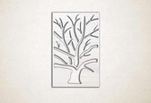 Wanddecoratie - Wandpaneel - takken midden - M - 90x57cm - EssenhoutWit - muurdecoratie - Line Art