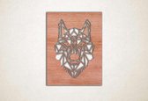 Line Art - Wolf vierkant 6 - XS - 30x23cm - Multiplex - geometrische wanddecoratie