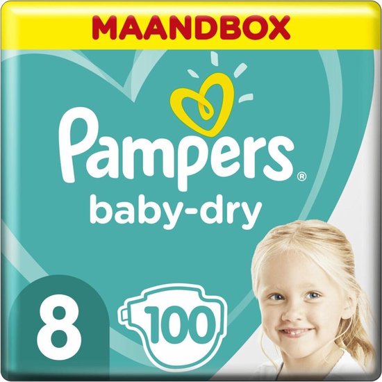 Pampers Baby-Dry Luiers - Maat 8 (17+ kg) - 100 stuks - Maandbox