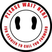 Vloersticker 'Please wait here for cashier to call you forward', 300 mm