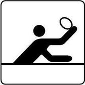 Tennis sticker, wit zwart 100 x 100 mm