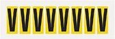 Letter stickers alfabet - 20 kaarten - geel zwart teksthoogte 50 mm Letter V