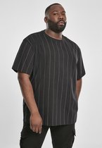 Urban Classics Heren Tshirt -2XL- Oversized Pinstripe Zwart