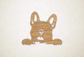 Wanddecoratie - Hond - Franse bulldog 3 - XS - 25x29cm - Eiken - muurdecoratie - Line Art