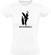 Drinkerbell dames t-shirt | peter pan | dames | vrouwen | bitches | alcohol | wijnen | kado | Wit