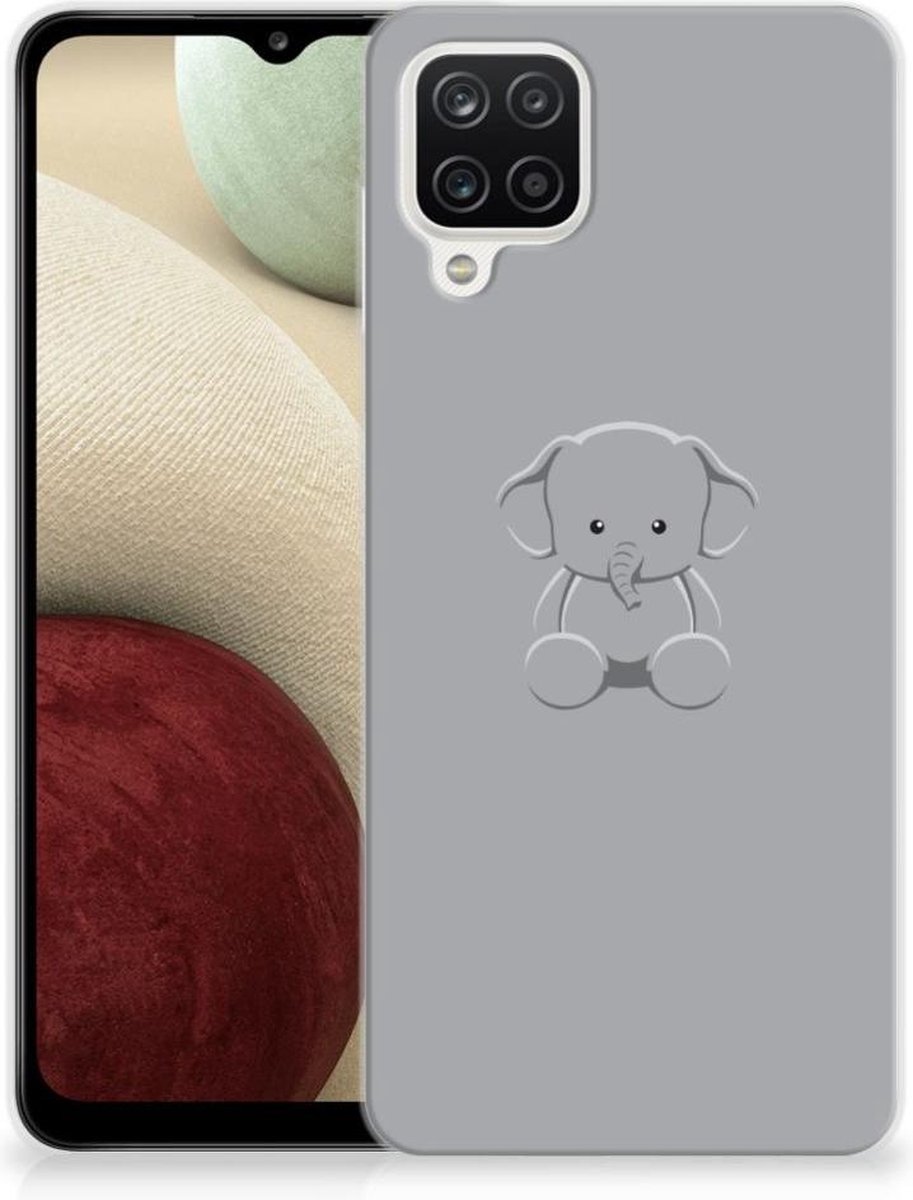 Samsung Galaxy A12 Telefoonhoesje met Naam Grijs Baby Olifant