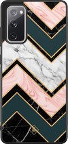 Samsung S20 FE hoesje - Marmer triangles | Samsung Galaxy S20 case | Hardcase backcover zwart