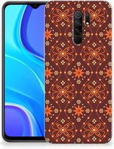 Smartphone hoesje Xiaomi Redmi 9 Leuk Case Batik Brown