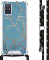 iMoshion Design hoesje met koord voor de Samsung Galaxy A71 - Grafisch Koper - Blauw / Goud