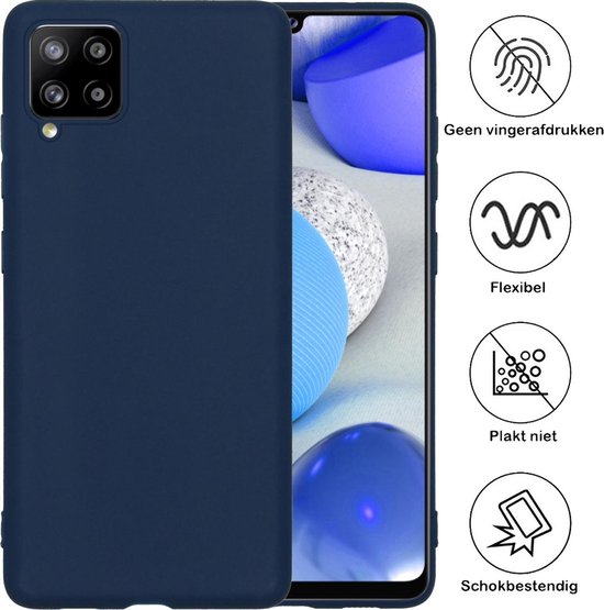 Coque Samsung A42 Coque Siliconen Blauw Foncé Avec 2x Protecteur d'écran - Coque Samsung Galaxy A42 Coque Siliconen Bleu Foncé - Coque Samsung A42 Siliconen Avec 2x Protecteur d'écran