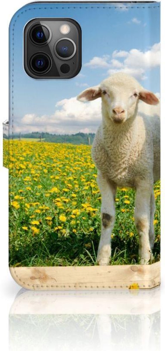 Apple iPhone 12 Pro Max Telefoonhoesje met Pasjes Schaap en Lammetje