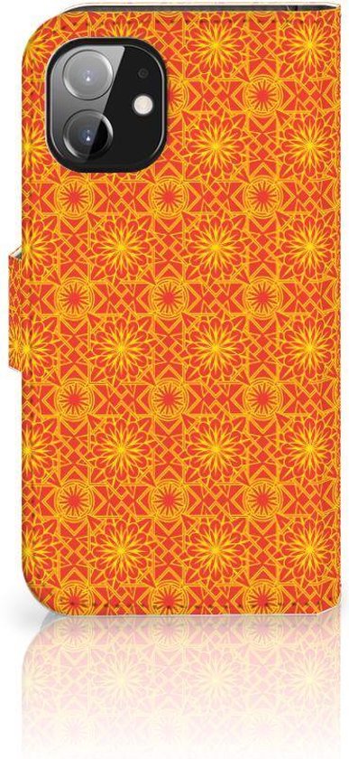 PU Premium Housse pour Apple iPhone 12 Mini Portefeuille Batik Orange