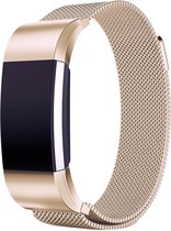 Milanees Smartwatch bandje - Geschikt voor  Fitbit Charge 2 Milanese band - champagne - Maat: S - Horlogeband / Polsband / Armband