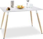 Relaxdays Eettafel ARVID  - rechthoekig - eetkamertafel - 120x80 cm- in het zwart of wit - wit