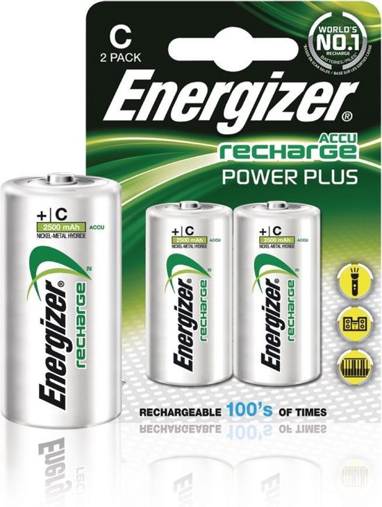 Piles rechargeables Power plus C LR14 Energizer - Blister (x2