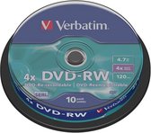 Verbatim 43552 DVD-RW disc 4.7 GB 10 stuk(s) Spindel Herschrijfbaar