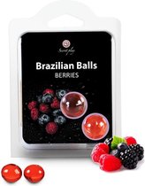 Glijmiddel Waterbasis Siliconen Easyglide Massage Olie Erotisch Seksspeeltjes - Bessen Smaak - Brazilian Balls - Set van 2 - Secretplay®