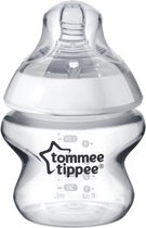 Tommee Tippee Closer to Nature - zuigfles - tepelspeen met langzame uitstroomsnelheid en anti-koliek ventiel - 150 ml -1 stuk - doorzichtig