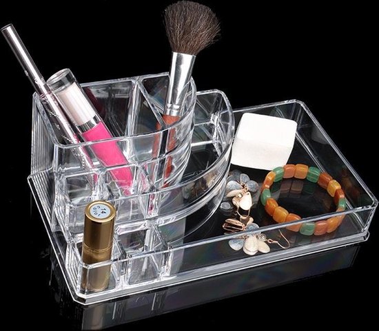 Make-up organizer 9 vakken rechthoek 17,5 x 9,5 cm van kunststof - Nagellak houder - Make-up houder - Organizers - Five®