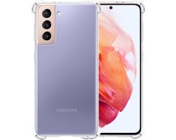 Hoesje - Geschikt voor Samsung Galaxy S21 - Sterk & Shockproof - Siliconen Shock Case - Hoes Cover - Telefoonhoes - Transparant