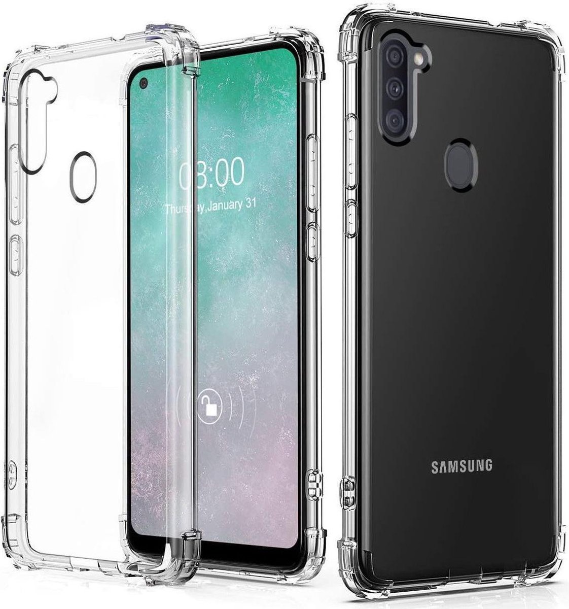 Samsung A11 Hoesje Siliconen Shock Proof Case - Samsung Galaxy A11 Hoesje Transparant - Samsung Galaxy A11 Hoes Cover Transparant - Samsung A11 Case Shockproof