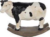 Clayre & Eef Decoratie Beeld Koe 15*6*13 cm Wit, Zwart Kunststof Decoratief Figuur Decoratieve Accessoires Woonaccessoires